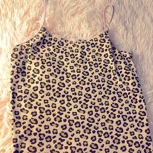 Cheetah print Laced tank top with a cute pink bow ruffled